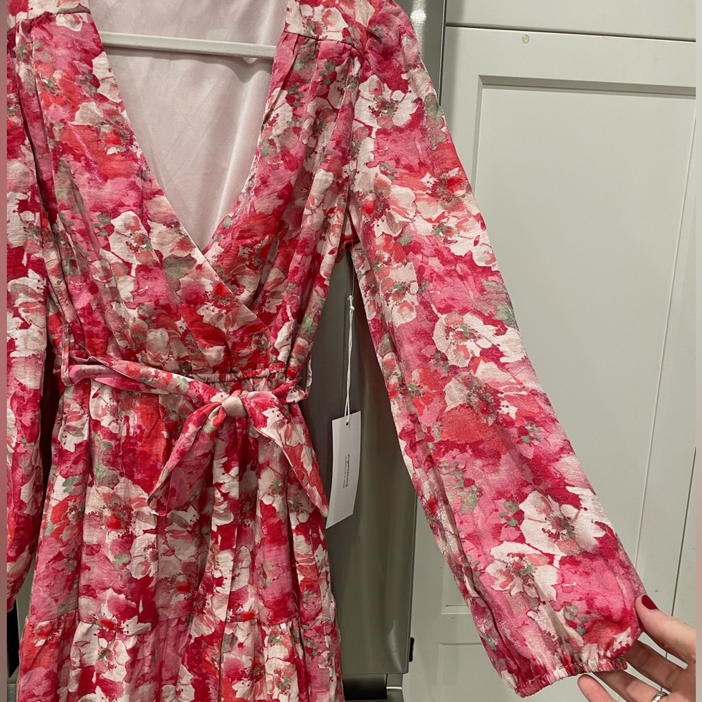 New Mimi Chica Floral Short Dress with Long Sleeves size Medium